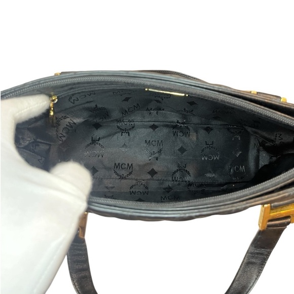 MCM Black Quilted Tote Bag with Gold Accents - Picture 8 of 11